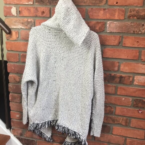 Free People Love Me Tender Hood Fringe Oversized Boho Cardigan Sweater Open Knit - Picture 4 of 16